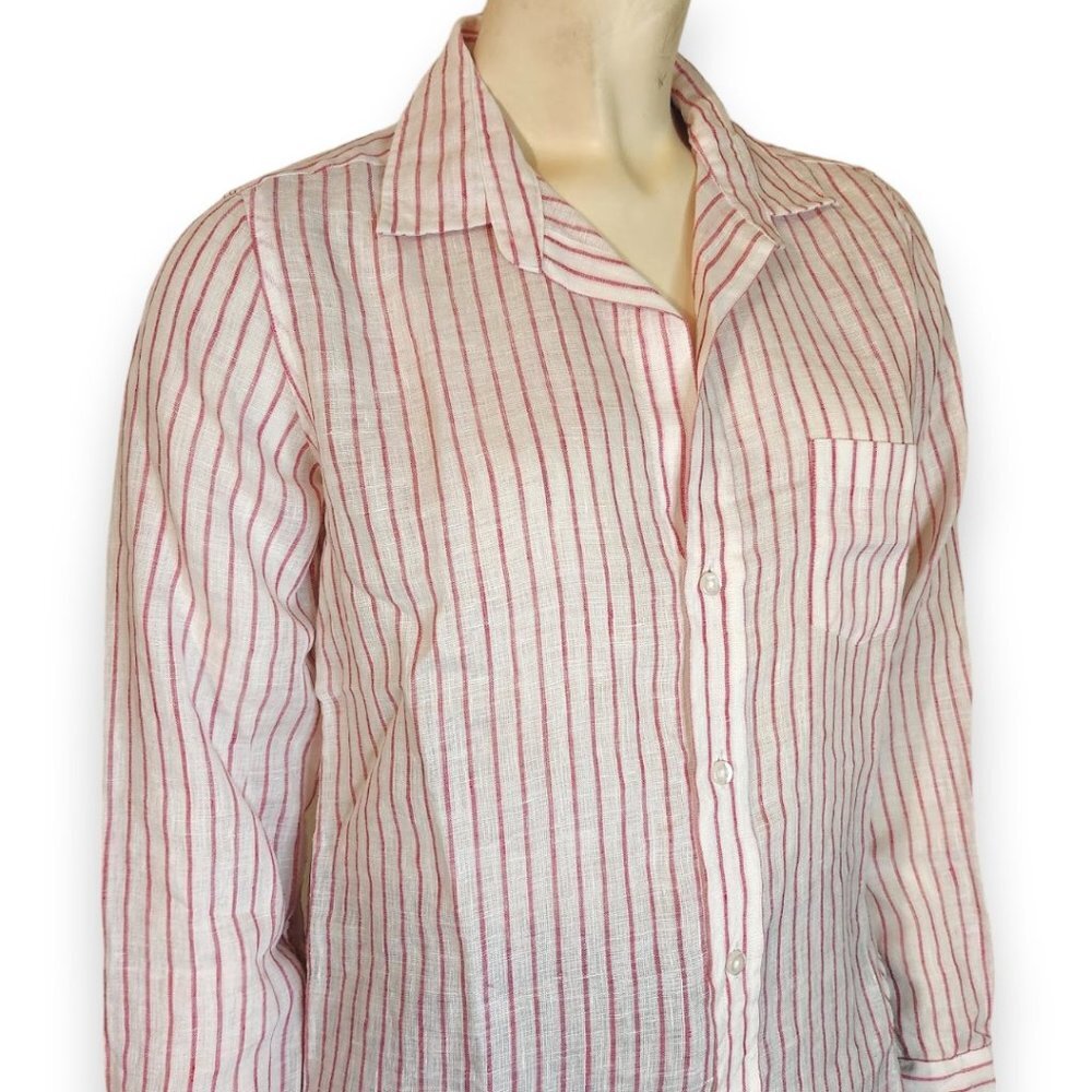 Frank And Eileen Barry Linen Stripe Button Down - image 3